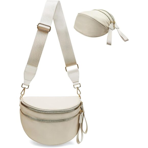 Trendy Beige Nylon Sling Bag for Women - Spacious Durable & Fashion-Forward